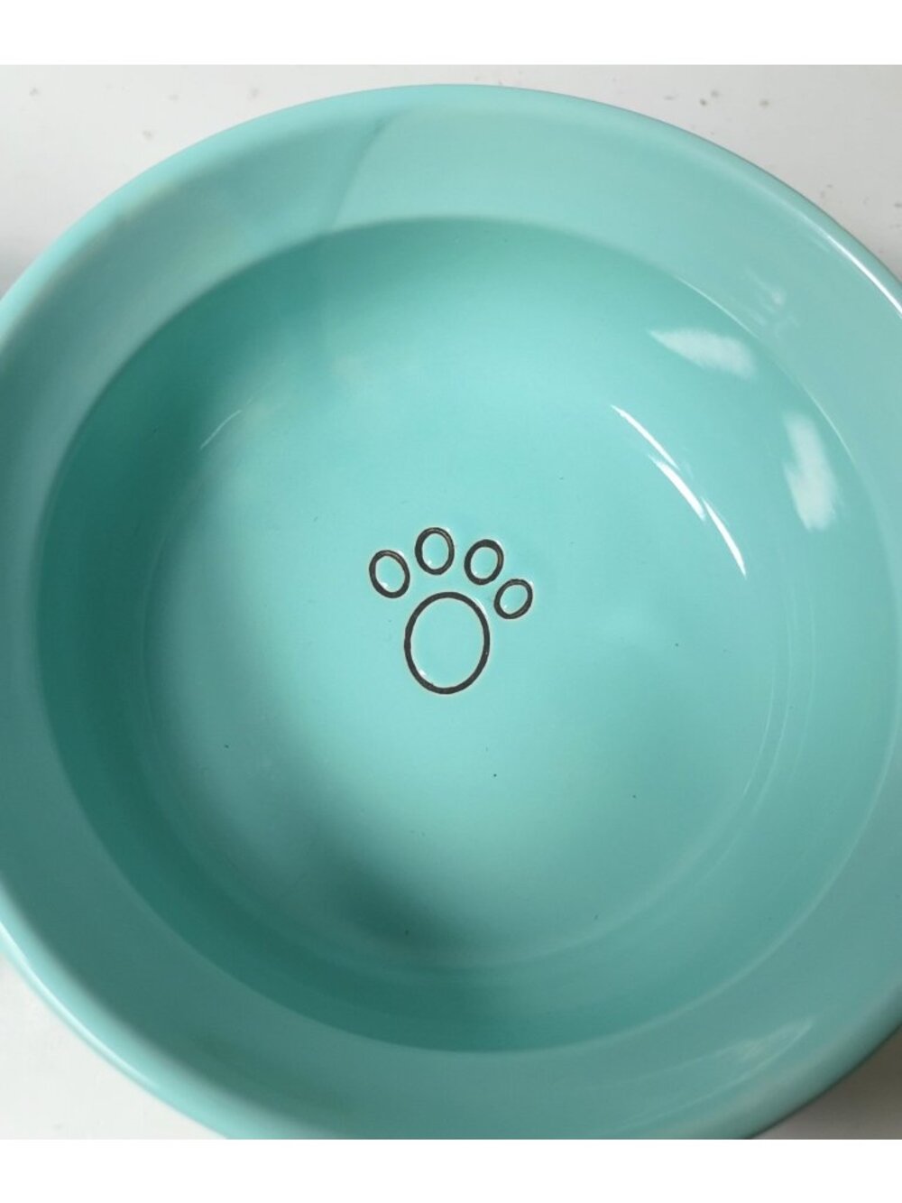 Signature Housewares Stoneware Pet Bowls Cat Dog Spell Out Aqua Paw Print - Picture 4 of 7